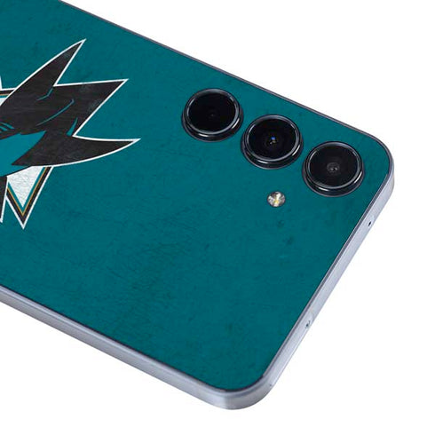 NHL San Jose Sharks Distressed Galaxy A55 5G Skin